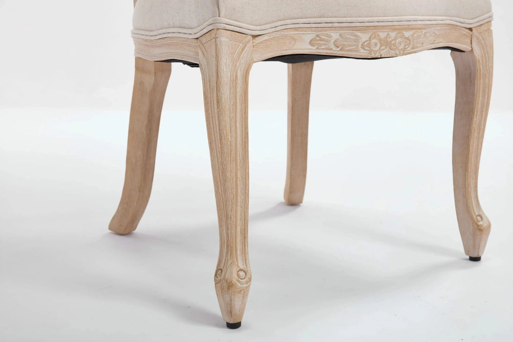 French Country Dining Chairs Set of 2, Upholstered Chairs with Fan-shaped Back, Wire drawing and carving techniques ,Disassemblable , for Living Room, Kitchen , Restaurant Use, Beige Default -DTYStore