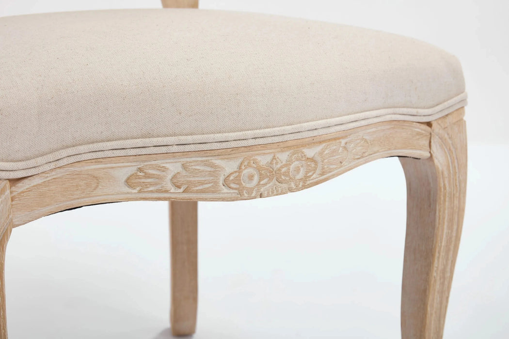 French Country Dining Chairs Set of 2, Upholstered Chairs with Fan-shaped Back, Wire drawing and carving techniques ,Disassemblable , for Living Room, Kitchen , Restaurant Use, Beige Default -DTYStore