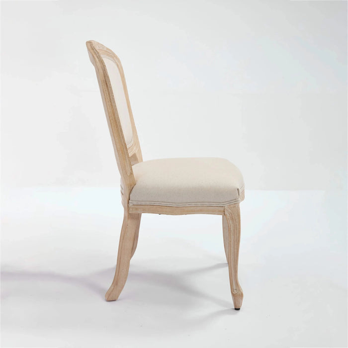 French Country Dining Chairs Set of 2, Upholstered Chairs with Fan-shaped Back, Wire drawing and carving techniques ,Disassemblable , for Living Room, Kitchen , Restaurant Use, Beige Default -DTYStore