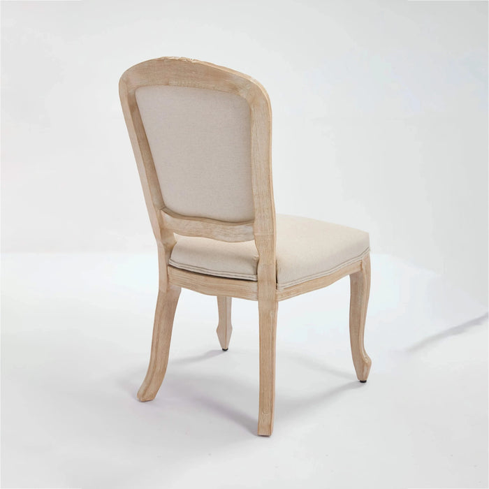 French Country Dining Chairs Set of 2, Upholstered Chairs with Fan-shaped Back, Wire drawing and carving techniques ,Disassemblable , for Living Room, Kitchen , Restaurant Use, Beige Default -DTYStore