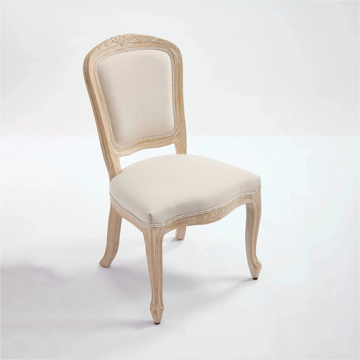 French Country Dining Chairs Set of 2, Upholstered Chairs with Fan-shaped Back, Wire drawing and carving techniques ,Disassemblable , for Living Room, Kitchen , Restaurant Use, Beige Default -DTYStore