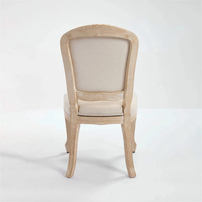 French Country Dining Chairs Set of 2, Upholstered Chairs with Fan-shaped Back, Wire drawing and carving techniques ,Disassemblable , for Living Room, Kitchen , Restaurant Use, Beige Default -DTYStore