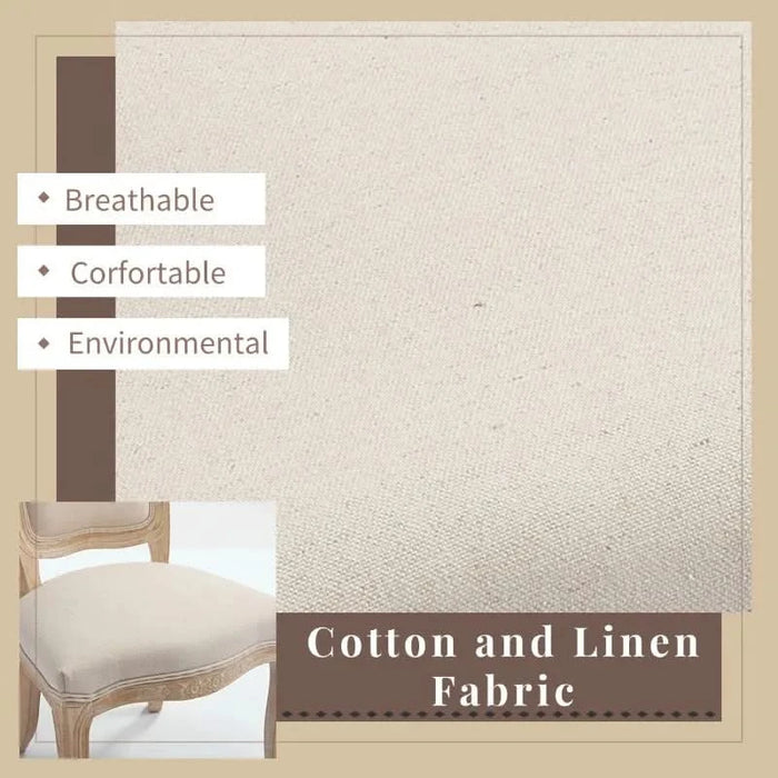 French Country Dining Chairs Set of 2, Upholstered Chairs with Fan-shaped Back, Wire drawing and carving techniques ,Disassemblable , for Living Room, Kitchen , Restaurant Use, Beige Default -DTYStore