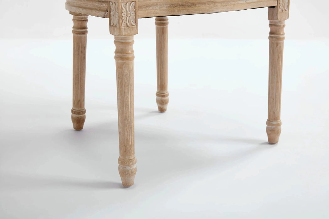 French Country Dining Chairs Set of 2, Upholstered Chairs with Nature Rattan Round Back, Wire drawing and carving techniques ,Disassemblable , for Living Room, Kitchen , Restaurant Use,Beige Default -DTYStore