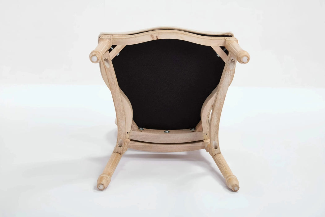 French Country Dining Chairs Set of 2, Upholstered Chairs with Nature Rattan Round Back, Wire drawing and carving techniques ,Disassemblable and Stackable, for Living Room, Kitchen , Restaurant Use Default -DTYStore