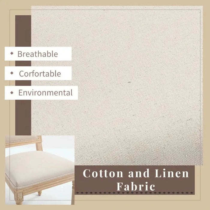 French Country Dining Chairs Set of 2, Upholstered Chairs with Square Back, Wire drawing and carving techniques ,Disassemblable , for Living Room, Kitchen , Restaurant Use, Beige Default -DTYStore