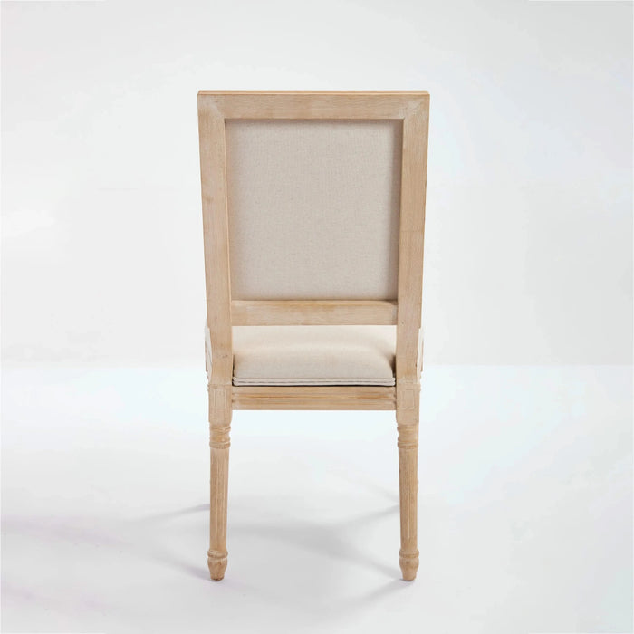 French Country Dining Chairs Set of 2, Upholstered Chairs with Square Back, Wire drawing and carving techniques ,Disassemblable , for Living Room, Kitchen , Restaurant Use, Beige Default -DTYStore