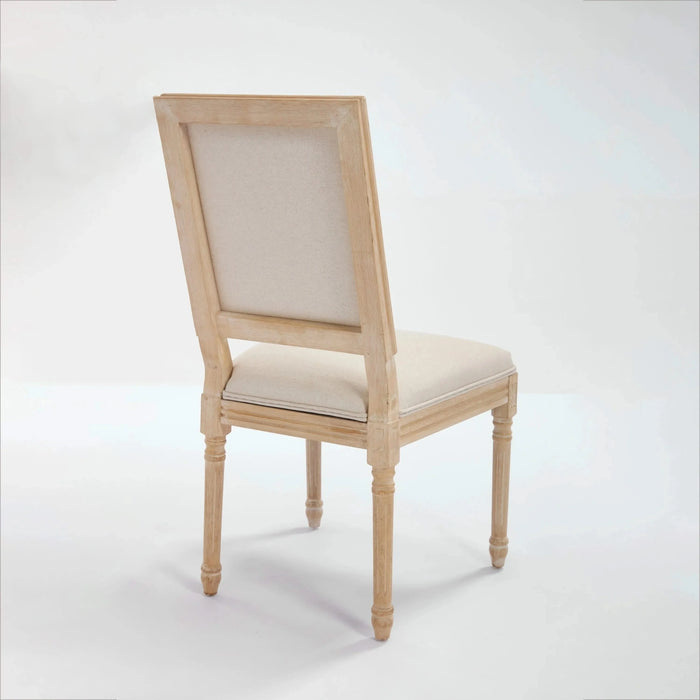 French Country Dining Chairs Set of 2, Upholstered Chairs with Square Back, Wire drawing and carving techniques ,Disassemblable , for Living Room, Kitchen , Restaurant Use, Beige Default -DTYStore