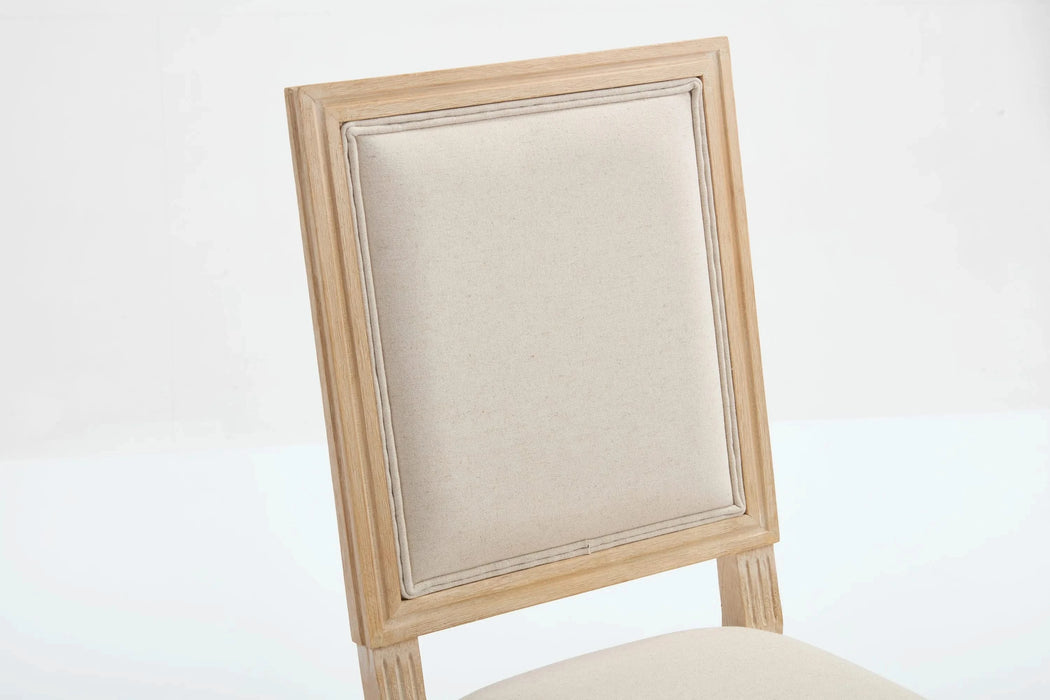 French Country Dining Chairs Set of 2, Upholstered Chairs with Square Back, Wire drawing and carving techniques ,Disassemblable , for Living Room, Kitchen , Restaurant Use, Beige Default -DTYStore