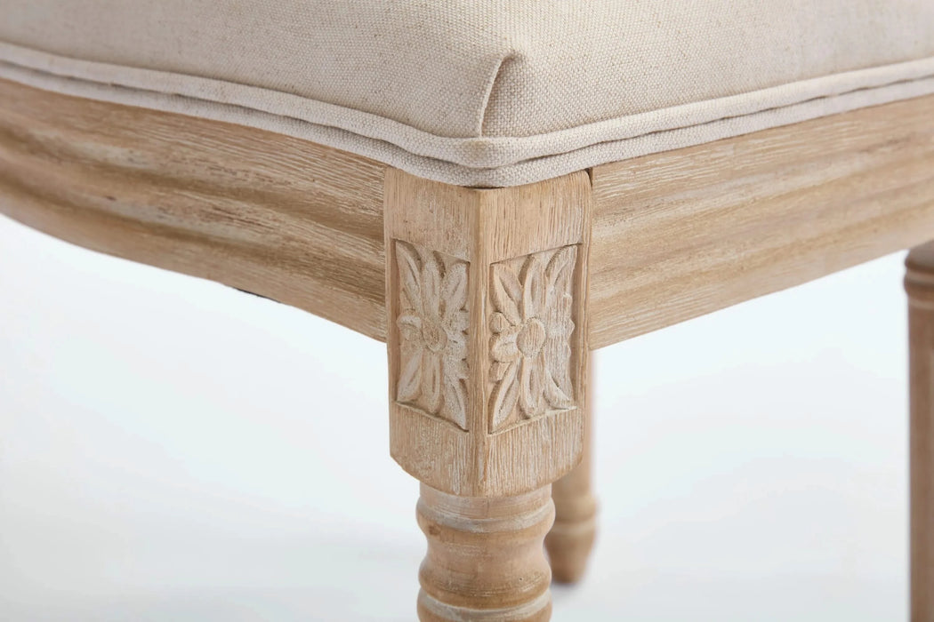 French Country Dining Chairs Set of 2, Upholstered Chairs with Square Back, Wire drawing and carving techniques ,Disassemblable , for Living Room, Kitchen , Restaurant Use, Beige Default -DTYStore