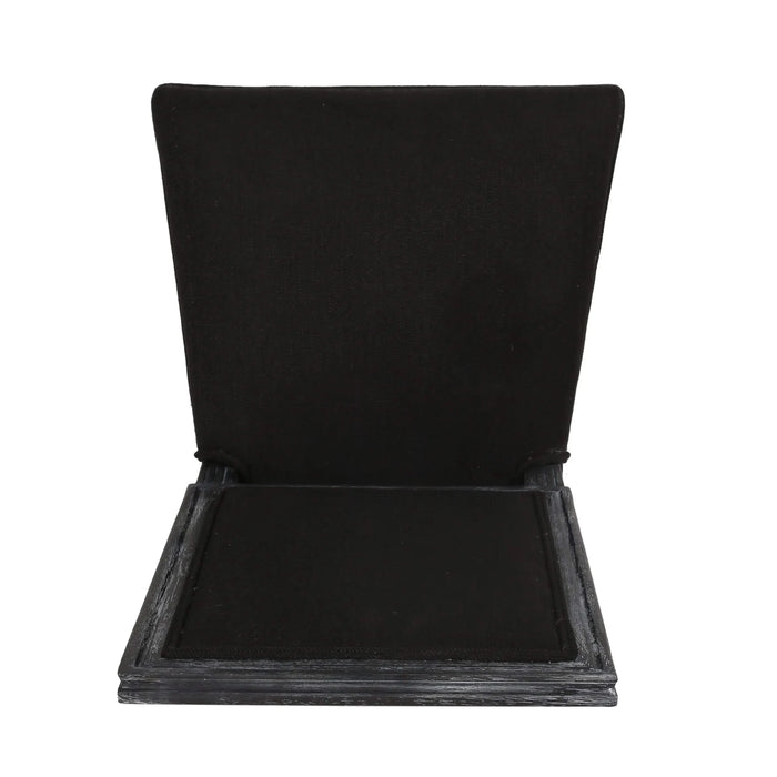 French Country Style Dining Chair Set with Upholstered Seating and Fluted Legs in Black Fabric Default -DTYStore