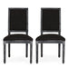 French Country Style Dining Chair Set with Upholstered Seating and Fluted Legs in Black Fabric Default -DTYStore