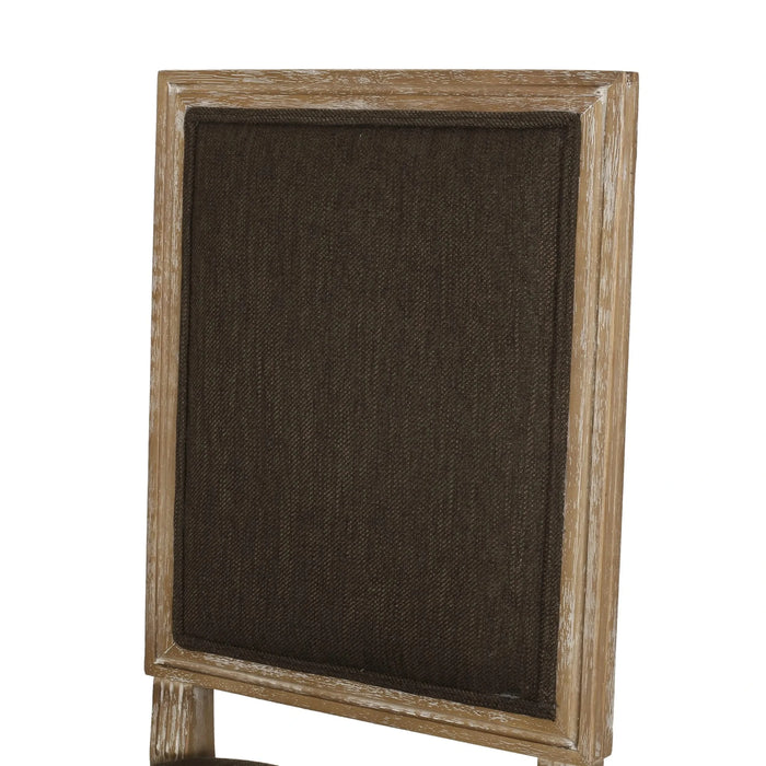 French Country Style Dining Chair Set with Upholstered Seats and Cane Backrest in Brown Fabric Default -DTYStore