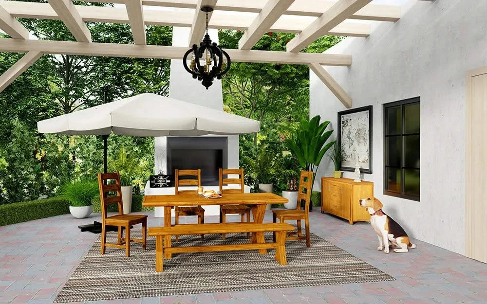 French Country Wood Chandelier, 6-Light Farmhouse Pendant Light Fixture with 28' Adjustable Chain for Kitchen Foyer Hallway, Bulb Not Included Default -DTYStore