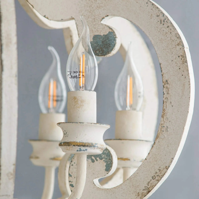 French Country Wood Chandelier, 6-Light Farmhouse Pendant Light Fixture with Adjustable Chain for Kitchen Foyer Hallway Entryway, Bulb Not Included Default -DTYStore