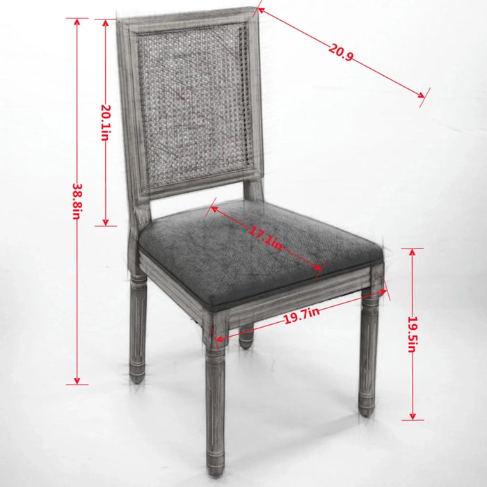 French Decor Chairs Set of 2, Louis Dining Chairs with Square Rattan Backrest and Exquisitely Carved Solid Wood Frame for Living Room, Kitchen, Restaurant,SW1779BG, Beige Default -DTYStore