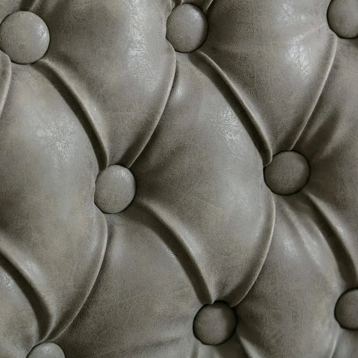 French Style Solid Wood Frame Antique Painting,Hand-pulled buckle decoration PU artificial leather Dining Chair with Nailhead Trim ,Wood Legs,Set of 2,White Pine Green,SW1839WP Default -DTYStore