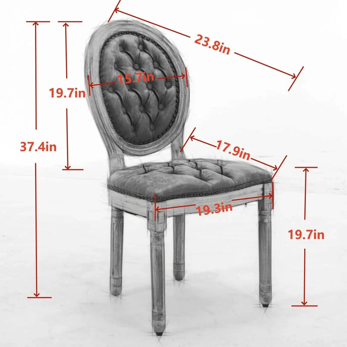 French Style Solid Wood Frame Antique Painting,Hand-pulled buckle decoration Velvet artificial leather Dining Chair with Nailhead Trim ,Wood Legs,Steel Spring inner,Set of 2,Beige,SW1739BG Default -DTYStore
