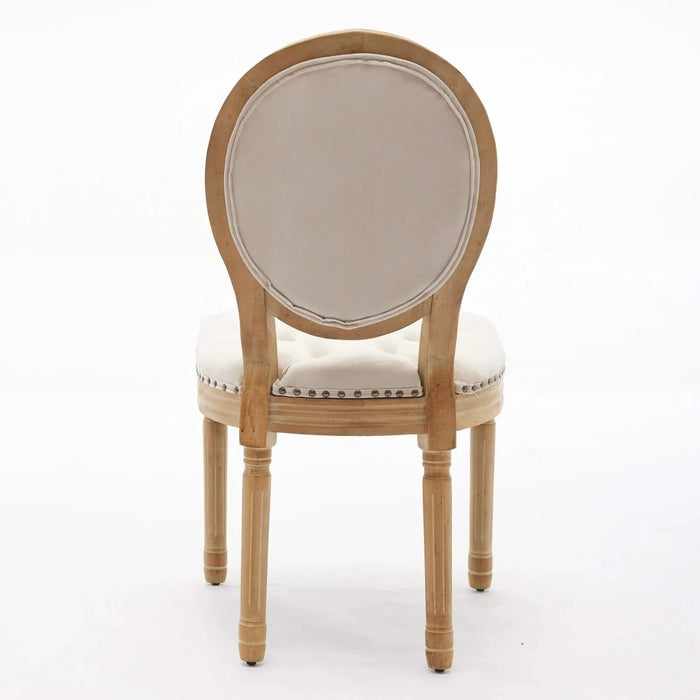 French Style Solid Wood Frame Antique Painting,Hand-pulled buckle decoration Velvet artificial leather Dining Chair with Nailhead Trim ,Wood Legs,Steel Spring inner,Set of 2,Beige,SW1739BG Default -DTYStore