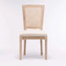 French Style Solid Wood Frame Linen Fabric Square Rattan Back Dining Chair,Set of 2,Cream Default -DTYStore