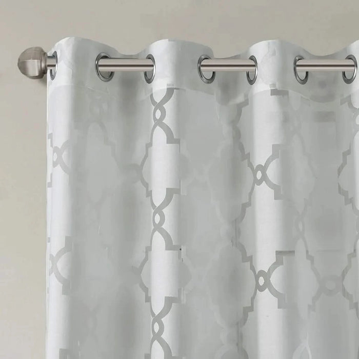 Fretwork Burnout Sheer Curtain Panel(Only 1 Pc Panel) Default -DTYStore