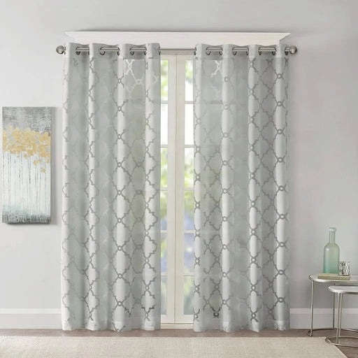 Fretwork Burnout Sheer Curtain Panel(Only 1 Pc Panel) Default -DTYStore