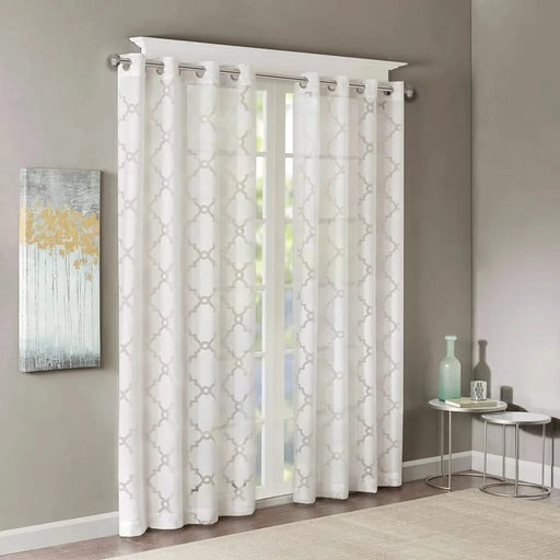 Fretwork Burnout Sheer Curtain Panel(Only 1 Pc Panel) Default -DTYStore