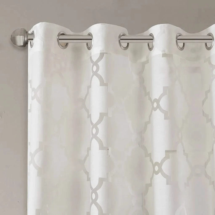Fretwork Burnout Sheer Curtain Panel(Only 1 Pc Panel) Default -DTYStore
