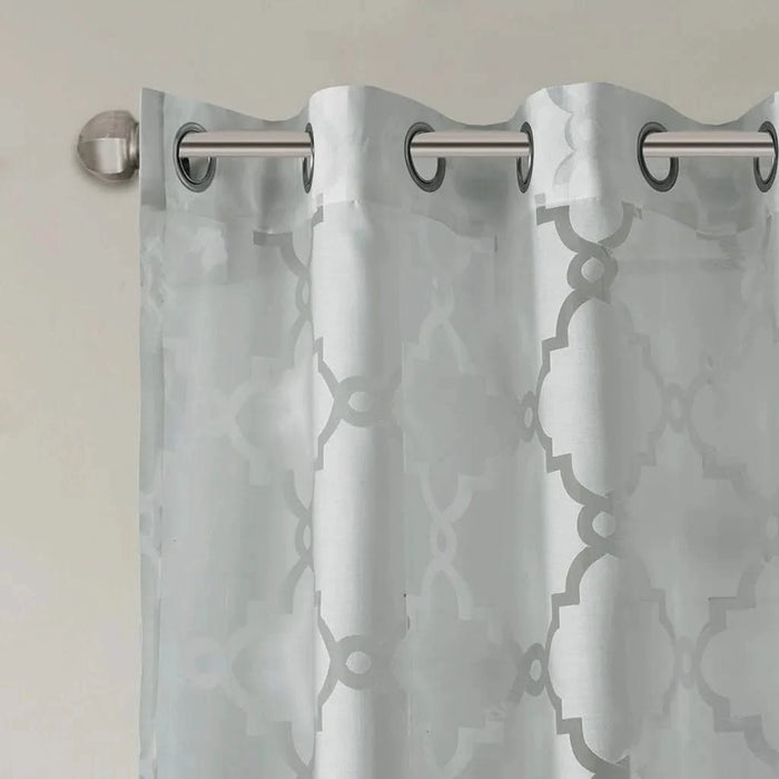 Fretwork Burnout Sheer Curtain Panel(Only 1 Pc Panel) Default -DTYStore
