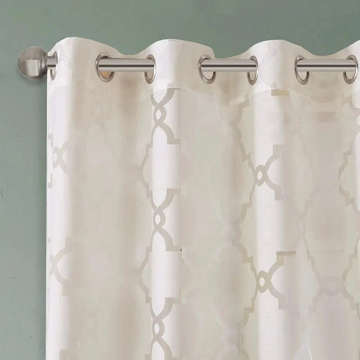 Fretwork Burnout Sheer Curtain Panel Default -DTYStore