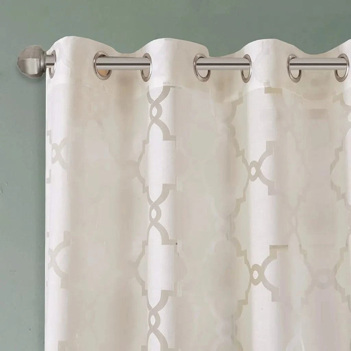 Fretwork Burnout Sheer Curtain Panel Default -DTYStore