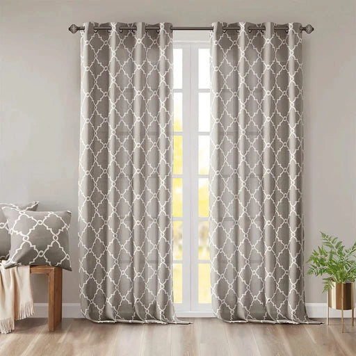 Fretwork Print Grommet Top Window Curtain Panel(Only 1 Pc Panel) Default -DTYStore