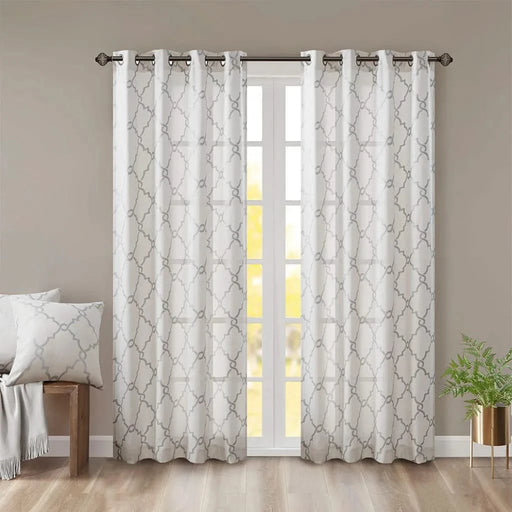 Fretwork Print Grommet Top Window Curtain Panel(Only 1 Pc Panel) Default -DTYStore