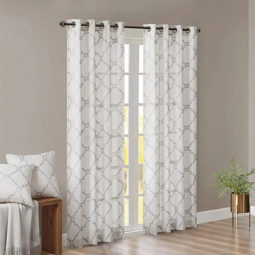 Fretwork Print Grommet Top Window Curtain Panel(Only 1 Pc Panel) Default -DTYStore