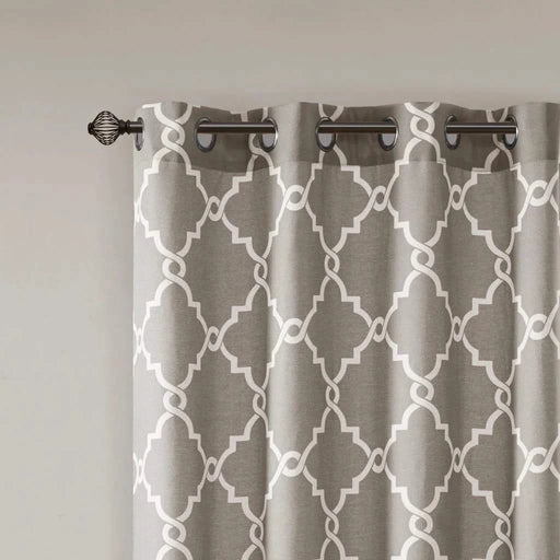 Fretwork Print Grommet Top Window Curtain Panel(Only 1 Pc Panel) Default -DTYStore