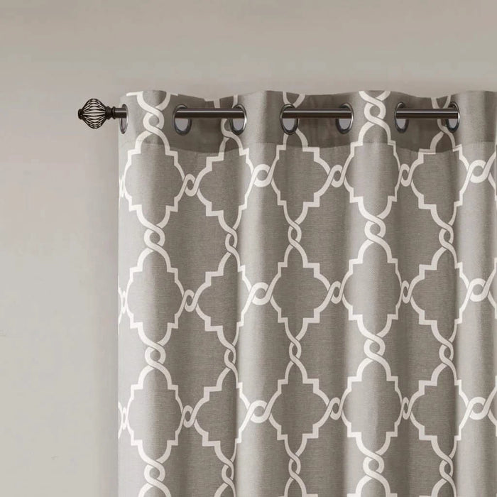 Fretwork Print Grommet Top Window Curtain Panel(Only 1 Pc Panel) Default -DTYStore