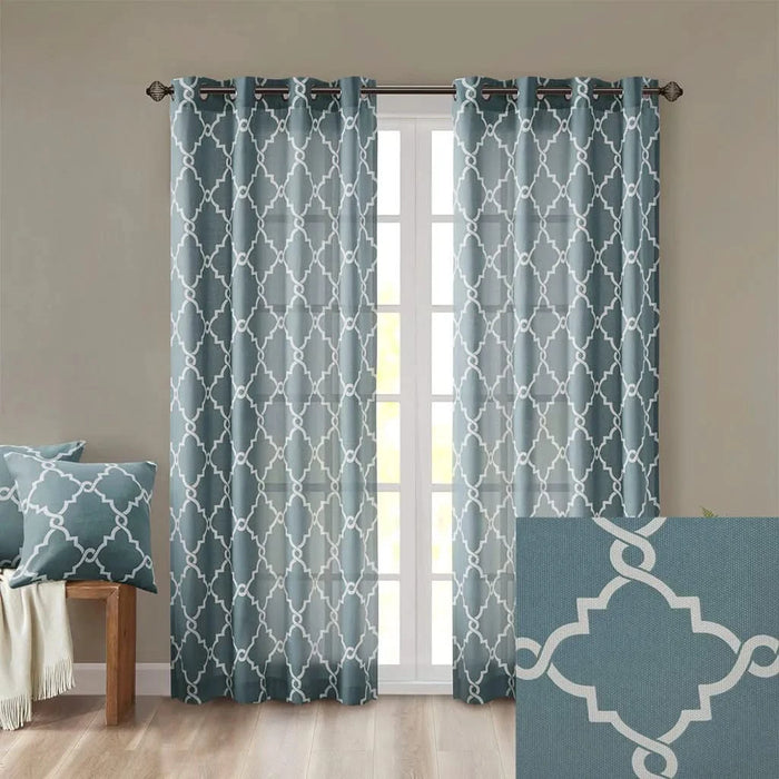 Fretwork Print Grommet Top Window Curtain Panel(Only 1 Pc Panel) Default -DTYStore
