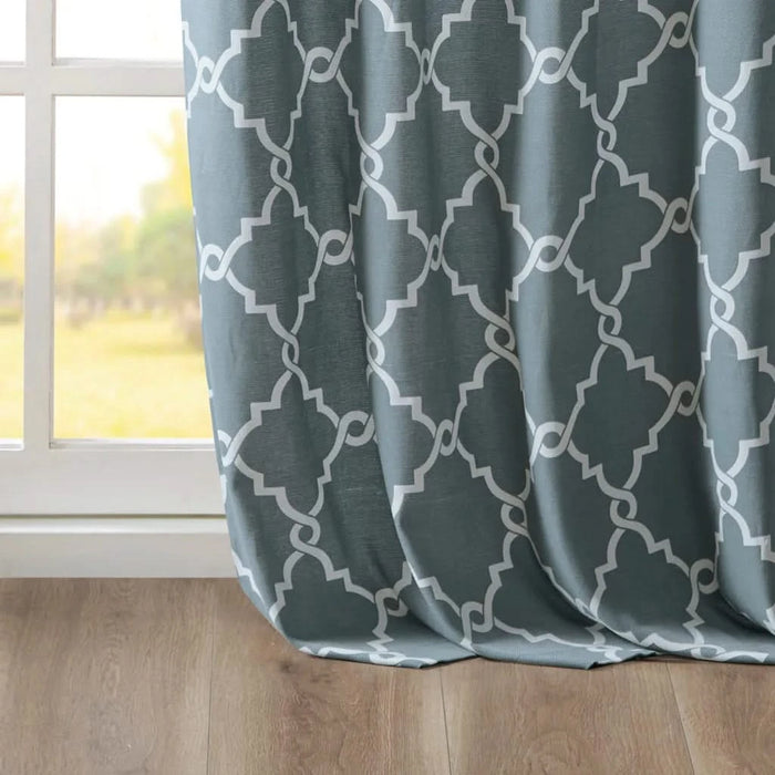 Fretwork Print Grommet Top Window Curtain Panel(Only 1 Pc Panel) Default -DTYStore