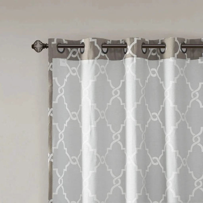 Fretwork Print Grommet Top Window Curtain Panel(Only 1 Pc Panel) Default -DTYStore