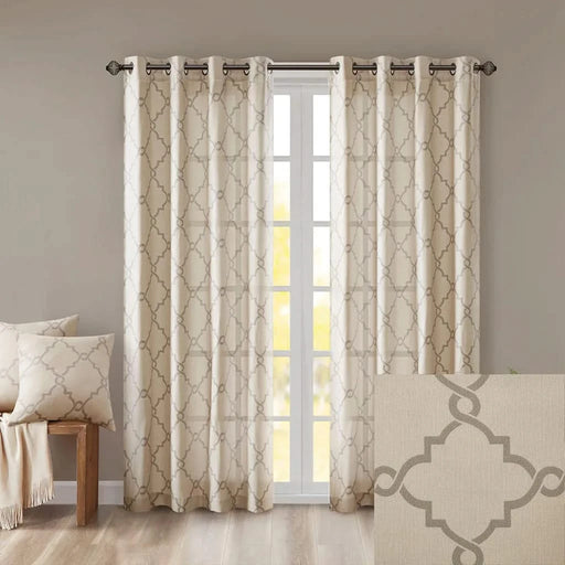 Fretwork Print Grommet Top Window Curtain Panel(Only 1 Pc Panel) Default -DTYStore