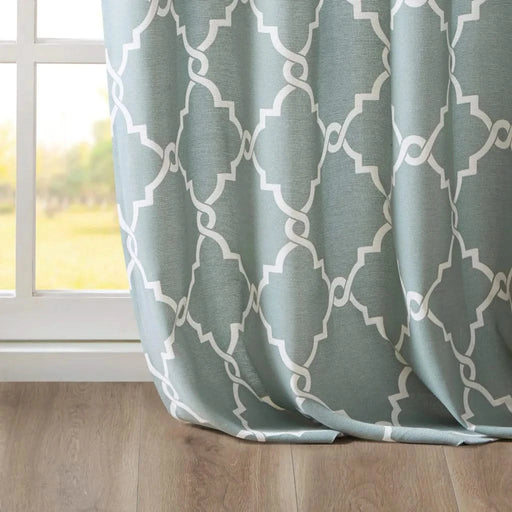 Fretwork Print Grommet Top Window Curtain Panel(Only 1 Pc Panel) Default -DTYStore