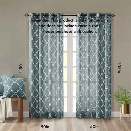 Fretwork Print Grommet Top Window Curtain Panel(Only 1 Pc Panel) Default -DTYStore