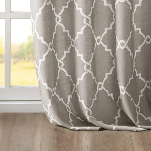 Fretwork Print Grommet Top Window Curtain Panel(Only 1 Pc Panel) Default -DTYStore