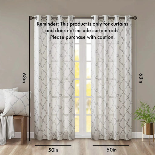 Fretwork Print Grommet Top Window Curtain Panel(Only 1 Pc Panel) Default -DTYStore