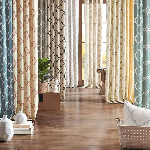 Fretwork Print Grommet Top Window Curtain Panel(Only 1 Pc Panel) Default -DTYStore