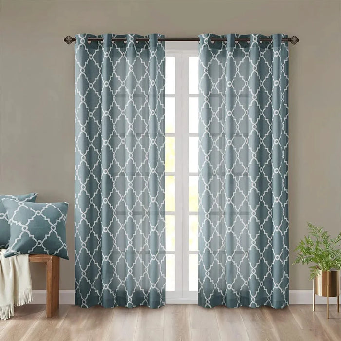 Fretwork Print Grommet Top Window Curtain Panel(Only 1 Pc Panel) Default -DTYStore