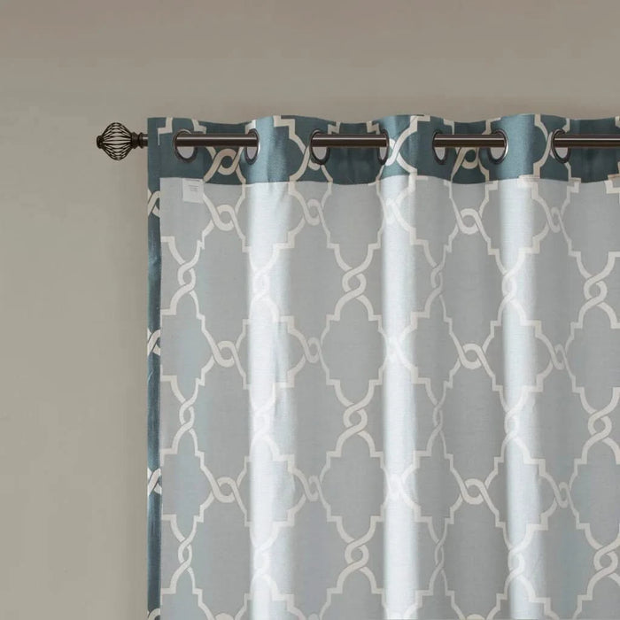 Fretwork Print Grommet Top Window Curtain Panel(Only 1 Pc Panel) Default -DTYStore