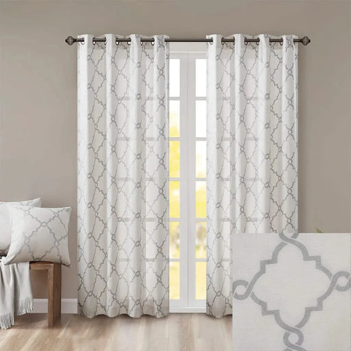 Fretwork Print Grommet Top Window Curtain Panel(Only 1 Pc Panel) Default -DTYStore