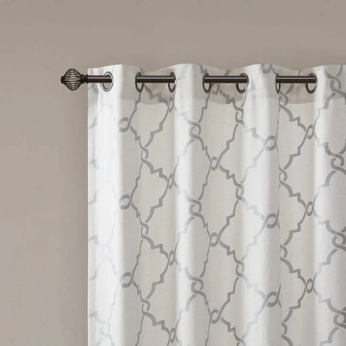 Fretwork Print Grommet Top Window Curtain Panel(Only 1 Pc Panel) Default -DTYStore