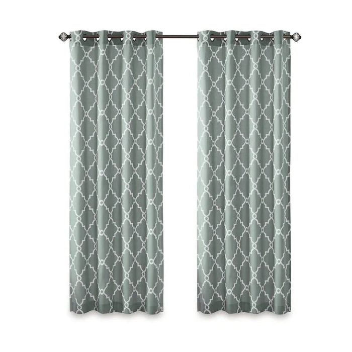 Fretwork Print Grommet Top Window Curtain Panel(Only 1 Pc Panel) Default -DTYStore